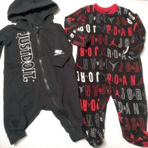 Nike Baby Outfit Pair 3M Months Just Do It Romper Black Air Jordan Fleece Pajama